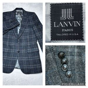Lanvin Paris Dark Gray‎ Plaid 2 Button Camel Hair Sport Coat Blazer Mens Size 39